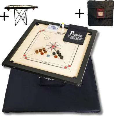 Obrázok produktu pre Ama-8 mm - 12 kg. 74x74 cm - 82x82 cm - vyrobená hra Karrom - turnaj - vrátane obalu + stôl