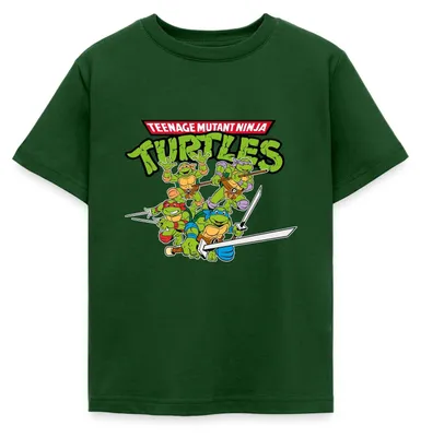 Produktbild von Spreadshirt Teenage Mutant Ninja Turtles Logo Kinder T-Shirt, 98/104 (3-4 Jahre), Forstgrün