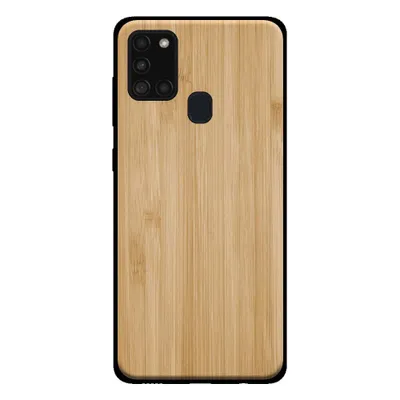 Immagine prodotto di Smartphonica Custodia per Samsung Galaxy A21s con aspetto in legno - cover posteriore in legno artificiale di bambù - Marrone