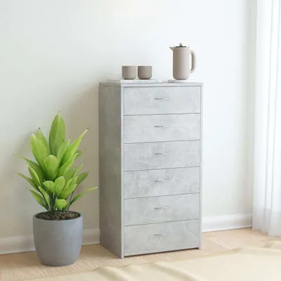 Produktbild von vidaXL Sideboard mit 6 Schubladen Betongrau 50x34x96 cm Holzwerkstoff