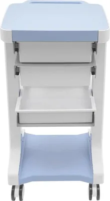 Immagine prodotto di Carrello di servizio su ruote - Vagoncino da salone a 3 ripiani - 2 cassetti - Struttura in plastica - Capacità di carico: 50 kg - Colore: blu