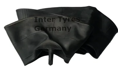 A black rubber inner tube for a tire, lying flat.