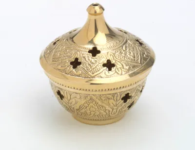 Produktbild von Räucherschale, Weihrauchschalen Messing Gold mit Kohlensieb (Ø 7 cm) für Räucherkohle