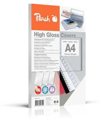Immagine prodotto di Peach 510008 Peach Einbanddeckel hochglänzend weiß A4 100Stk.