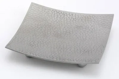 Produktbild von Kerzenteller, Dekoteller quadrat Messing vernickelt Silber matt satiniert 10 x 10 cm