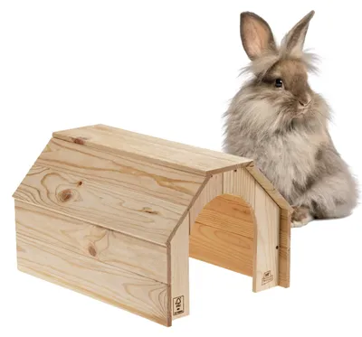Productafbeelding van Ferplast houten huis voor konijnen, cavia's en hamsters, model HIDDA, huisje voor kleine dieren