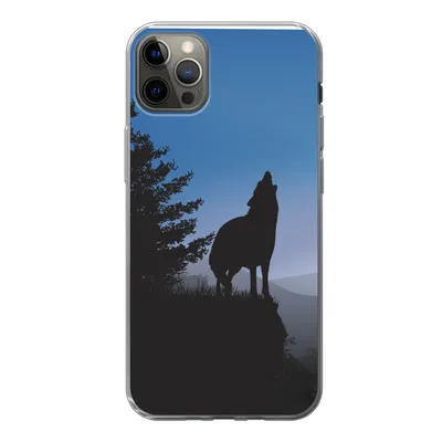 Produktbild von MuchoWow® Handyhülle Schutzhülle Hülle für iPhone 13 Pro Max Wolf - Bäume - Scherenschnitt Silikon Softcase Handy Hülle - Mobiltelefon