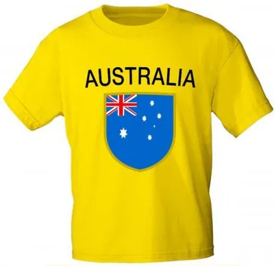 Produktbild von Kinder T-Shirt mit Print - Australia Australien - 76018 gelb - Gr. 86-164 Größe - 152/164