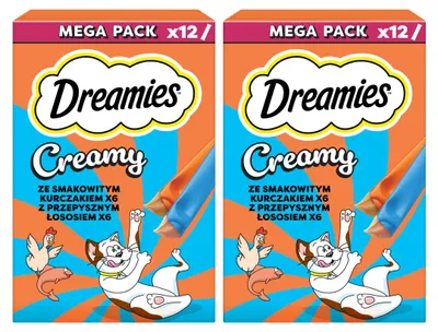 Zdjęcie produktu dla Dreamies Creamy 24x10g Kremowy Przysmak Dla Kota Z Kurczakiem I Z Łososiem