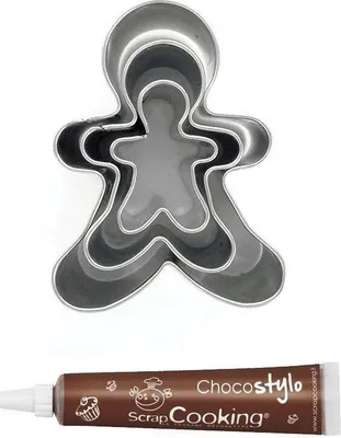 Produktbild von 3 Mini-Edelstahl-Ausstechformen Lebkuchenmann + Schokoladenstift