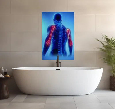 Produktbild von Wallario wasserfestes Poster selbstklebend 91,50 x 61 cm, Anatomie Mensch Oberarmknochen, Badezimmerposter Spritzschutz mit Hochglanzoberfläche in Glasoptik