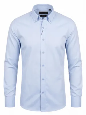 Produktbild von Herren Hemd Langarm – Slim Fit Hellblau mit Button-Down-Kragen (Gr. M–2XL)