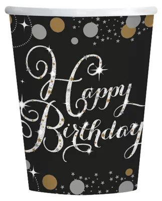 Image de Gobelet en carton Sparkling Happy Birthday 250ml/8pcs
