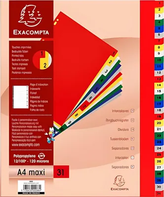 Image de EXACOMPTA Répertoire plastique chiffres DIN A4+ 31 pièces