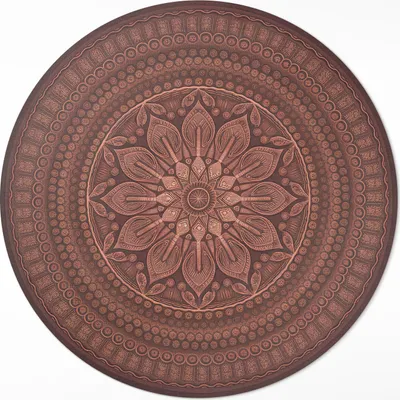 Produktbild von Orientalisches Mandala-Muster dekorativ Boho– Vinylteppich – Indoor Teppich – Flur – Pflegeleicht – Runder Teppich – PVC Teppich – Outdoor Teppich – Pflegeleicht – fi 110cm