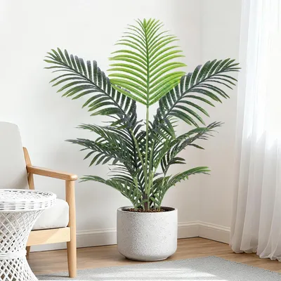 Image de Grandes plantes artificielles, 90 cm de haut, en pot. Palmier artificiel en plastique, d'un réalisme saisissant. Plantes artificielles pour le salon, le balcon, la chambre à coucher ou le bureau. Cadeau idéal pour une nouvelle maison.
