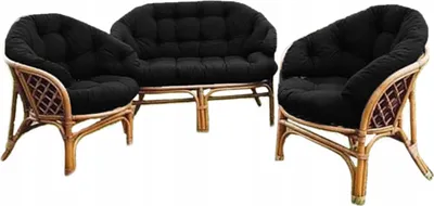 Produktbild von Kissenset für RATTAN-MÖBEL,Schwarz, Kissen für die Rückenlehne und Sitzfläche des Sofas,2x Kissen für die Sessellehne und 2x Kissen für den Sesselsitz