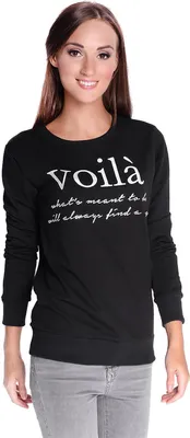 Immagine prodotto di Maglia da donna camicetta a maniche lunghe con stampa, nero S/M 36/38