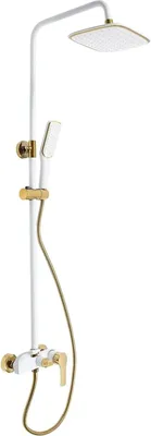 Produktbild von Duschset - Duschsäule mit Handbrause - Höhenverstellbar 85–125 cm - 3 Wege - Thermostatarmatur - Wandmontage - Messinggehäuse