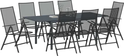 Image de vidaXL Ensemble de jardin 9 pcs Anthracite Acier