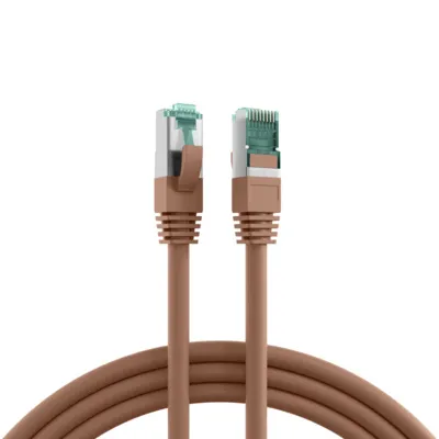 Image de Câble patch RJ45 Cat.6A S/FTP LSZH -- marron 0,15m