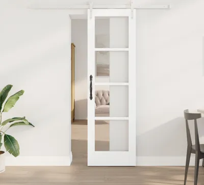Produktbild von Desgin Schiebetür mit Beschlägen Set Weiß 61x198.5 cm Massivholz Kiefer - Haustüren 3332350