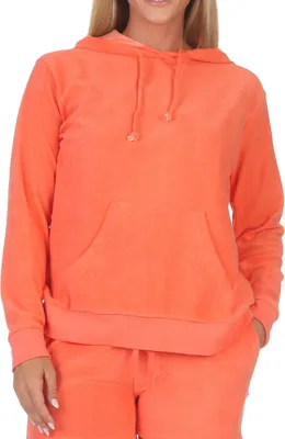 Produktbild von Damen langarm Frottee Schlafanzug Oberteil Hoodie Mix & Match – ideal zu kombinieren ; orange , 48