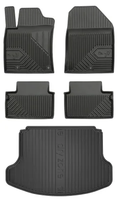 Image de Tapis en caoutchouc + bac de coffre pour Hyundai i30 III 2017- (liftback, plancher fixe) – 5 pièces, noirs, sur mesure