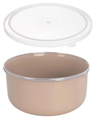 Obrázek produktu pro Smaltovaná ocelová miska s víkem, béžová, 1,3 l, 16,5 cm