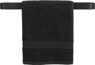 Produktbild von QUVIO Handtuchhalter mit Stange - Handtuchhalter Bad - Handtuchhalter - Wandhalter - Handtuchhalter - Geschirrtuchhalter - Inklusive Befestigungsmaterial - 7 x 50 x 3 cm - Schwarz