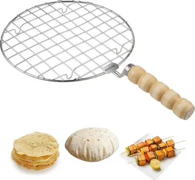 Produktbild von Edelstahl-Dampfgarer mit Holzgriff - Multifunktionaler Grillrost - Runde Form