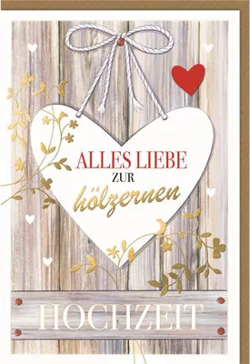 Produktbild von Hochzeitstag - 5. Hochzeitstag - Glückwunschkarte im Format 11,5 x 1