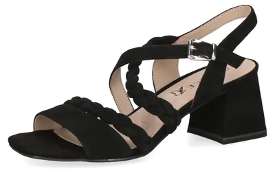 Produktbild von CAPRICE Damen Sandalen mit Absatz aus Leder mit Fußbett, Schwarz (Black Suede),