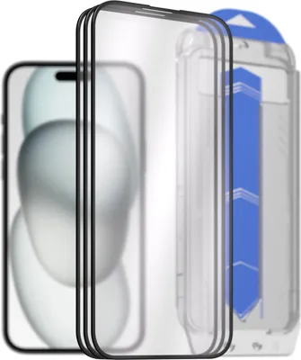 Obrázek produktu pro AlzaGuard 2.5D Glass EasyFit DustFree pro iPhone 15 - 3 kusy v balení s aplikátorem