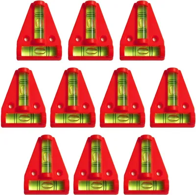 Productafbeelding van Set van 10 kruiswaterpassen, rood, met schroefgaten, voor nauwkeurige metingen