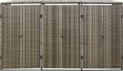 Produktbild von vidaXL Mülltonnenbox für 3 Tonnen Grau 207x80x117 cm Poly Rattan