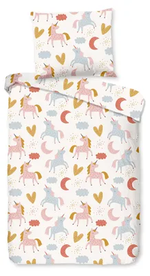 Productafbeelding van Good Morning Kinderdekbedovertrek "Unilove" - Multi - (100x135 cm) - 100% Katoen