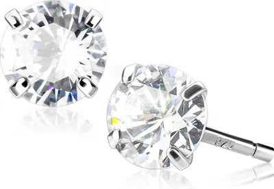 Produktbild von Ohrstecker 925 Sterling Silber Damen Ohrringe Zirkonia Kristall Geschenk silber-klar 6 mm