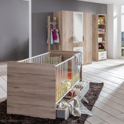 Produktbild von Babyzimmer Set 6-teilig in Eiche mit weiß CANTON-43 mit Babybett