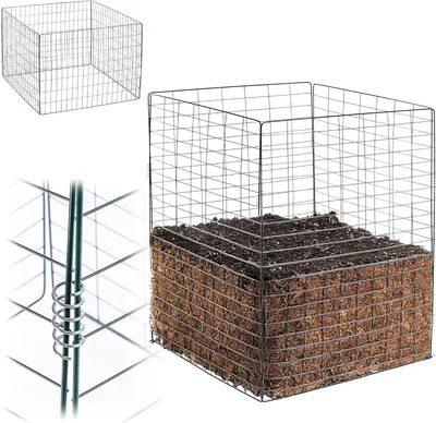Zdjęcie produktu dla Metalowy kompostownik - Kompostownik ogrodowy - Przetwarzanie odpadów - Optymalna wentylacja - Pojemność 450 litrów - Ciemnozielony