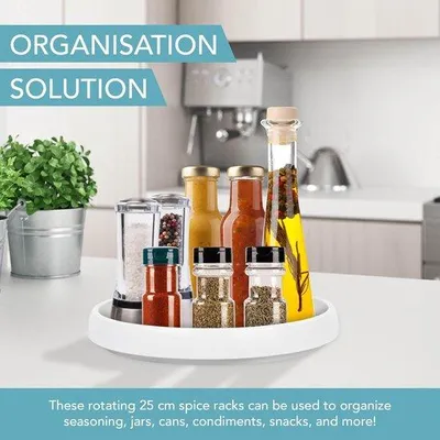 Image de Organiseur rotatif de 25 cm pour la cuisine, lot de 2, en acier inoxydable