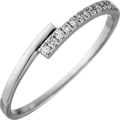 Produktbild von Gr. 58 Damen Ring 585 Gold Weißgold 11 Diamanten Brillanten 0,08ct. Weißgoldring