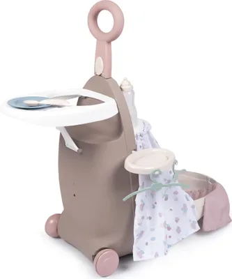 Image de Smoby Baby Nurse 3 en 1 marron valise multifonctionnelle pour poupées