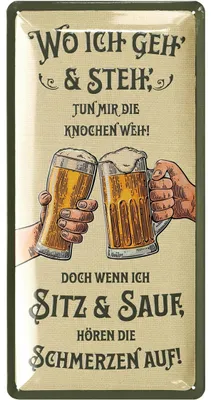 Produktbild von Retro Blechschild Bier, lustige Schilder mit Sprüchen als Bar Dekoration für Partykeller, Kneipen Bardeko für Stammtisch, Geschenkidee Papa