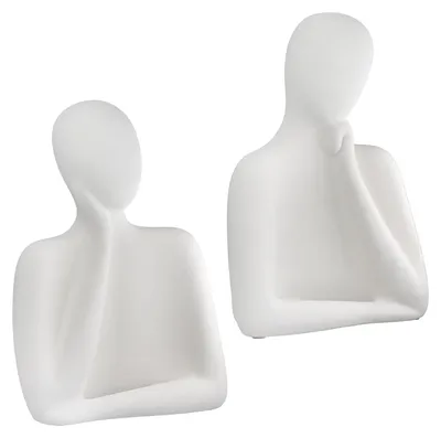 Imagen del producto de Juego de 2 piezas, figura, persona, "Pense", cerámica, blanco, unidad de venta: 2, largo: 9 cm, ancho: 14 cm, alto: 21 cm. Código: 55558. EAN: 4063387555583