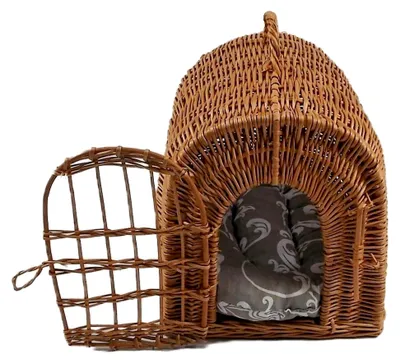 Produktbild von Transportkorb aus Weide mit Kissen 40x32x40 cm für Katzen und Hunde