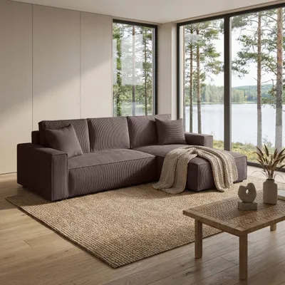 Ecksofa mit Schlaffunktion, Liegefläche von 244 x 140 cm,Breite: 290 cm, 
Höhe: 86 cm 
Tiefe: 185 cm