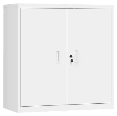 Zdjęcie produktu dla Szafka biurowa z zamkiem - Regulowana półka - 90 x 92 x 40 cm - Biała - Metalowa