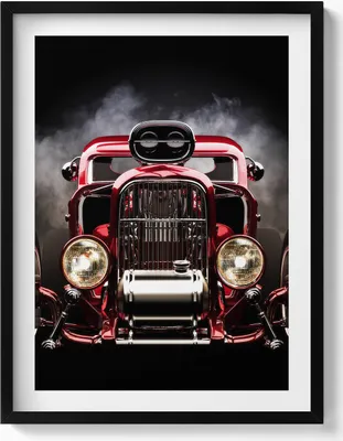 Produktbild von Alter Oldtimer– Wandbild mit Rahmen – Gerahmtes Bild  – Wanddekoration – 60x80 cm –  Schwarz Rahmen