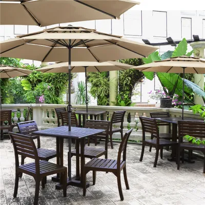 Produktbild von Yaheetech 3-stöckiger Sonnenschirm Φ324 cm neigbarer Gartenschirm, Hellbraun
